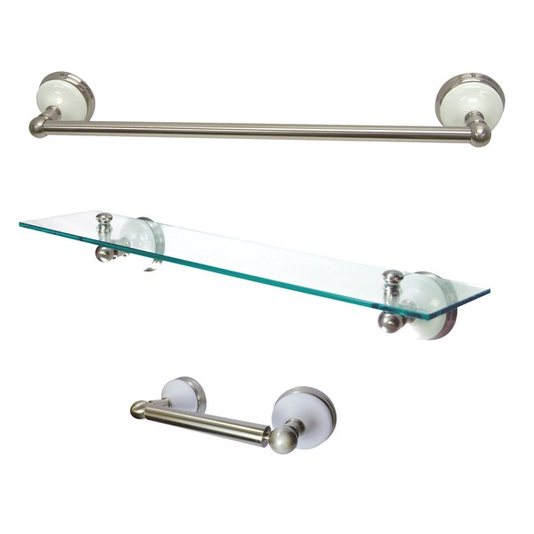 Kingston Brass Victorian 3-Piece Bathroom Hardware, Brushed Nickel BAK111289SN - main